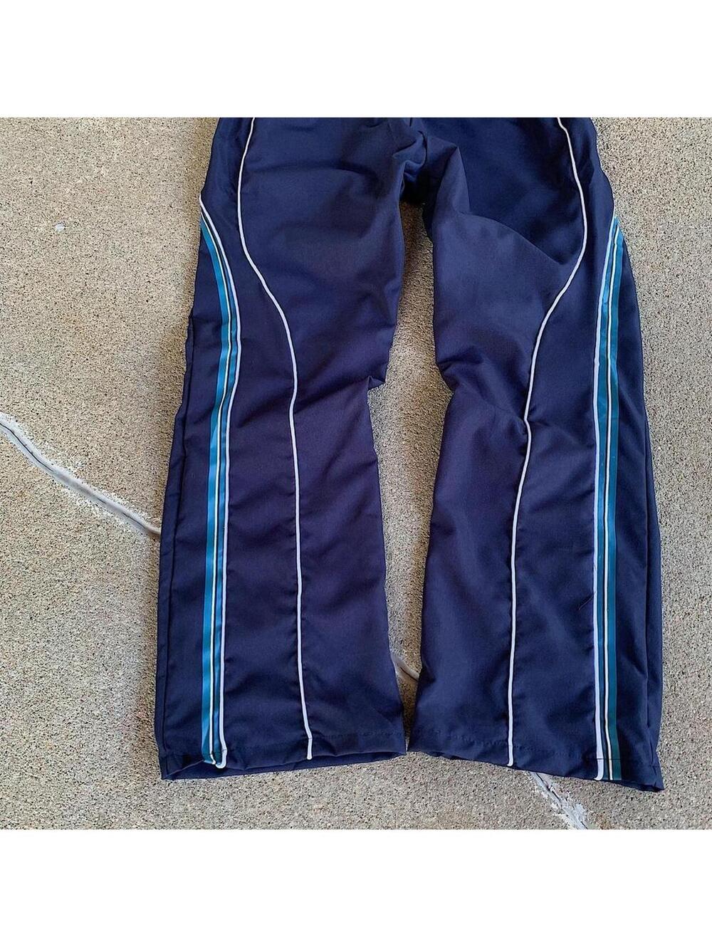 lightweight striped blue and white windbreaker pants. Wide leg opening. Size - Picture 6 of 8